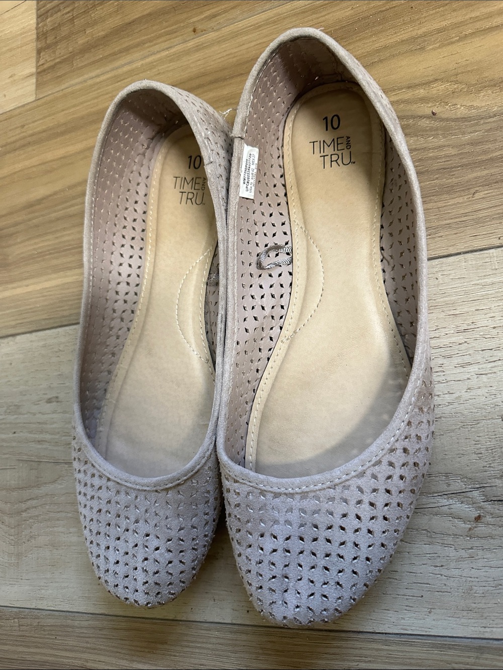 Time and Tru Perforated Ballet Flats in Pale Pink